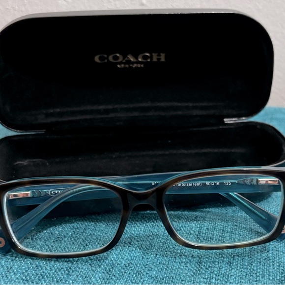 Coach Eyeglass Frames 6040 Brooklyn Tortoise and Teal With Case - Picture 1 of 6